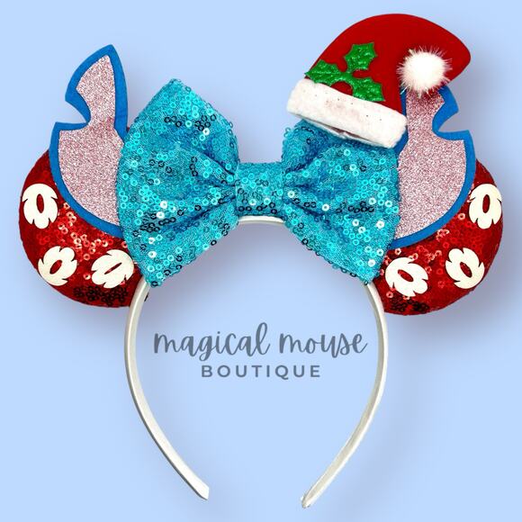 🎄 Santa Stitch Minnie Ears | Disney’s Lilo and Stitch-Inspired Christmas Ears - Picture 1 of 5